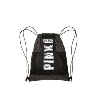 Victoria's Secret PINK Signature Logo Sporty Drawstring Backpack Tote Bag